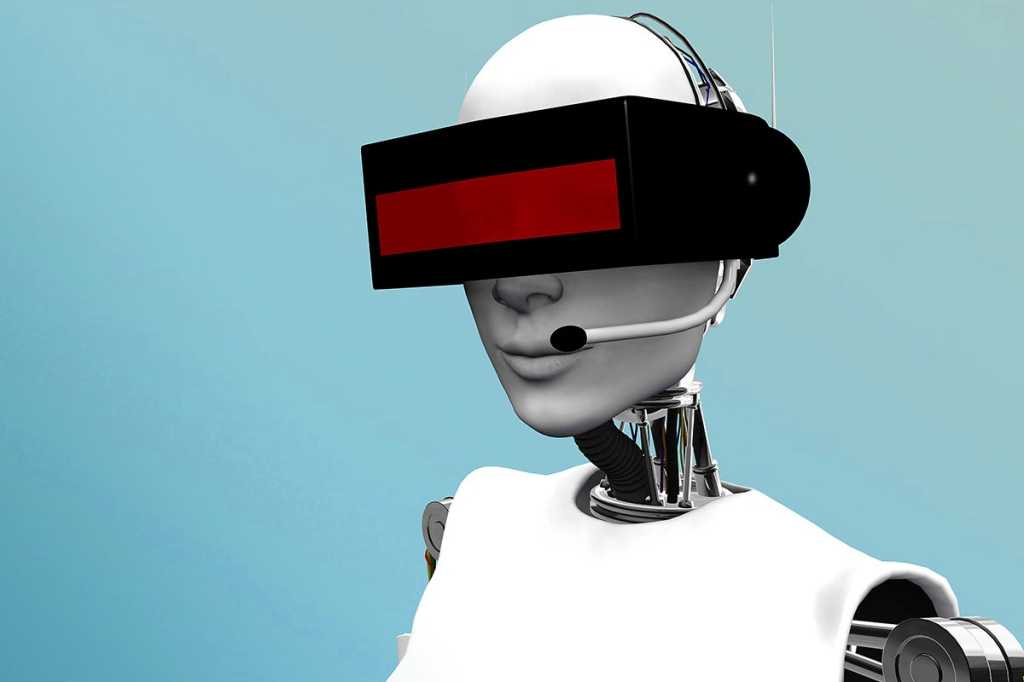 futuristic robot with headset