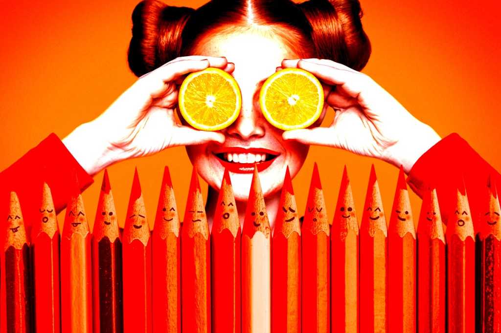 team building infared fun girl with orange eyes colorful pencils diversity