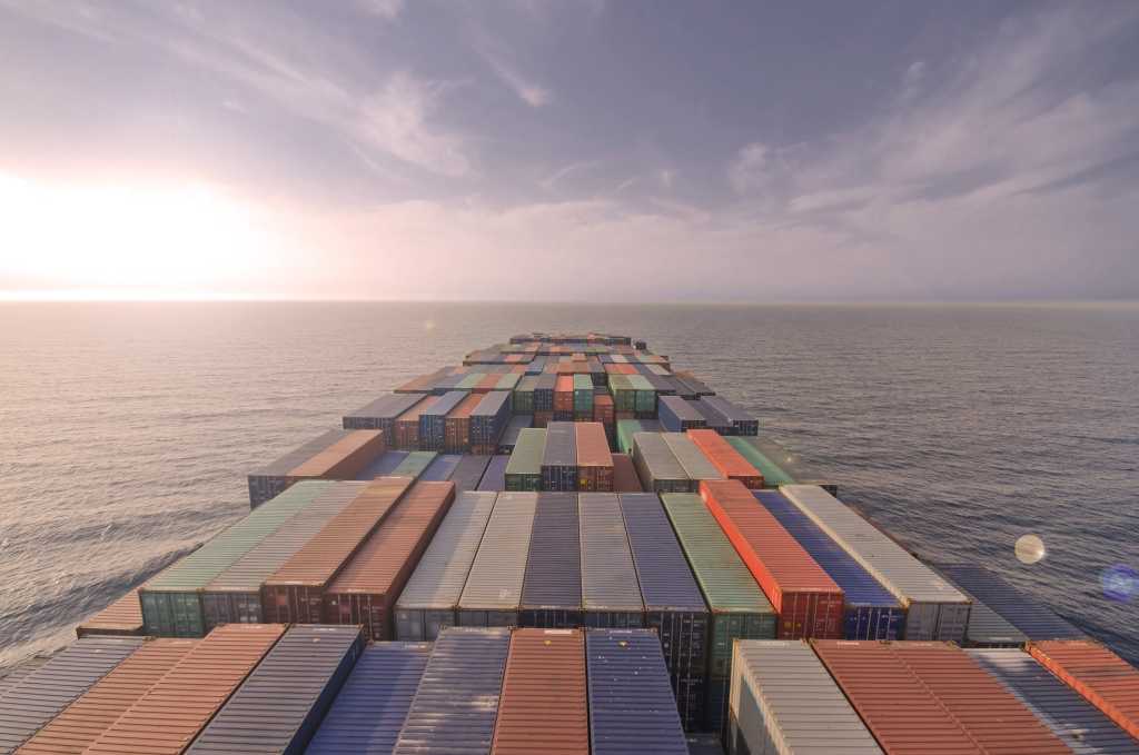 containers on barge
