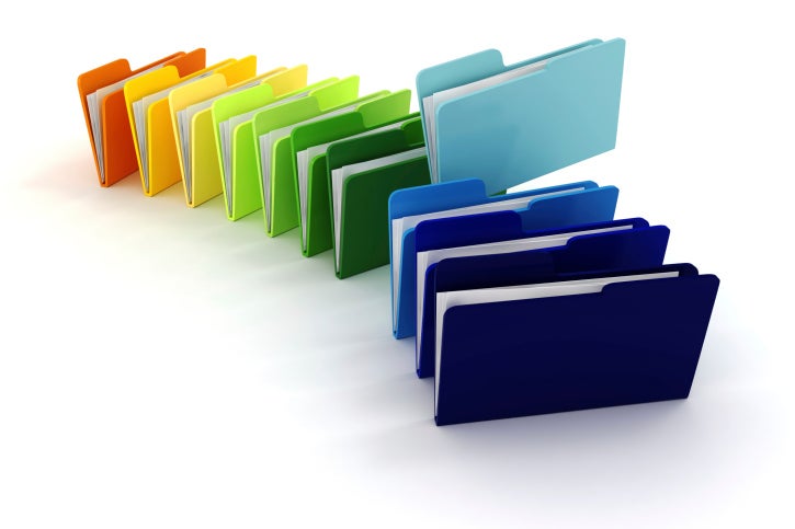 colorful row of file folders