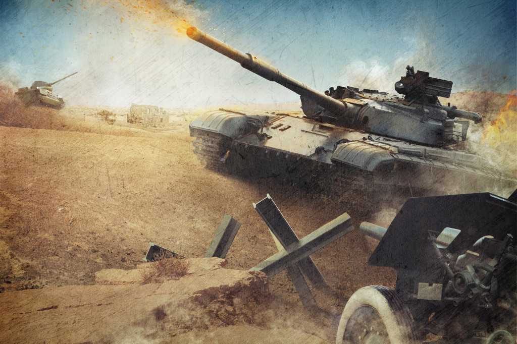 Tank in battle