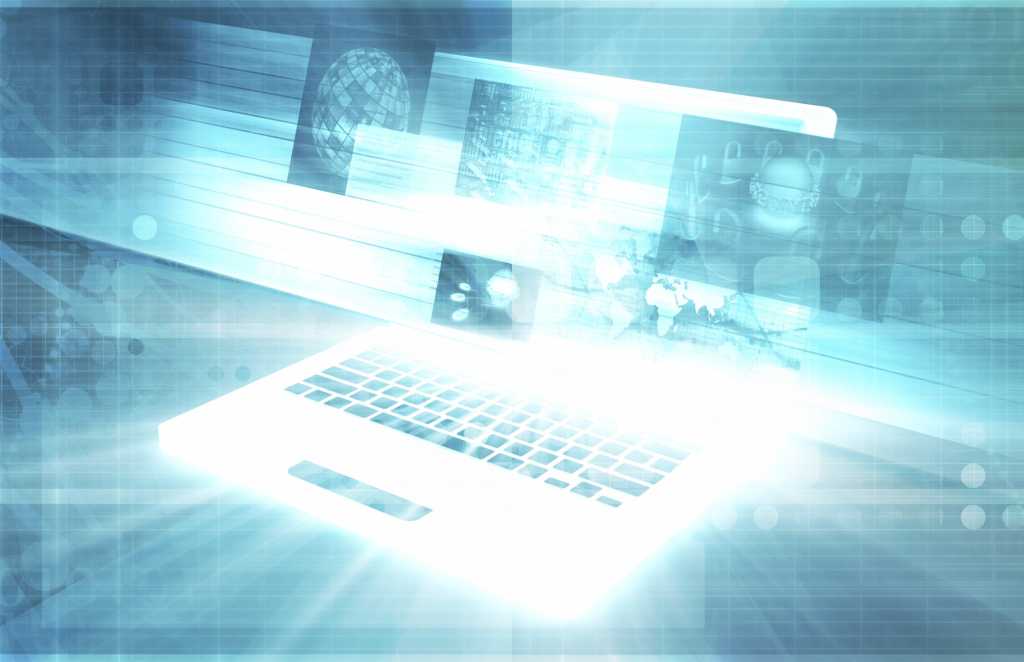 abstract wireless laptop with digital background