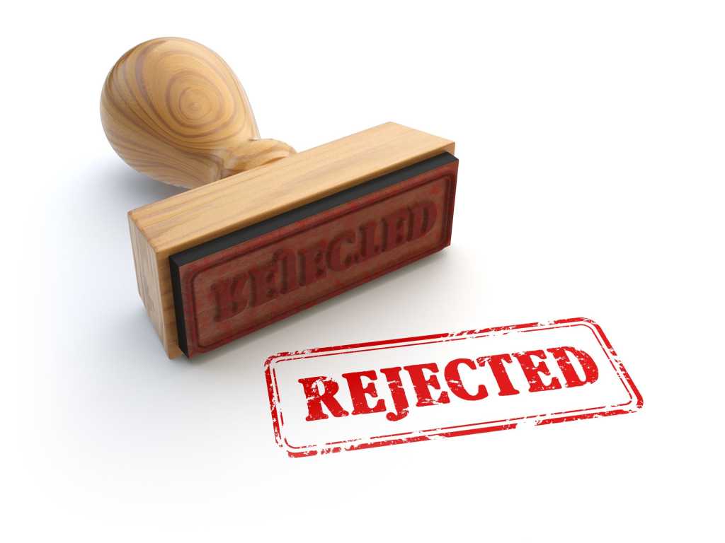 Rejected rubber stamp with red ink