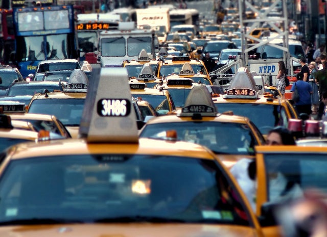 traffic jam taxis new york city
