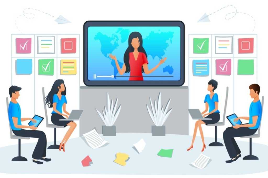 vector illustration of online training workshop presentation webinar vector id1209015964
