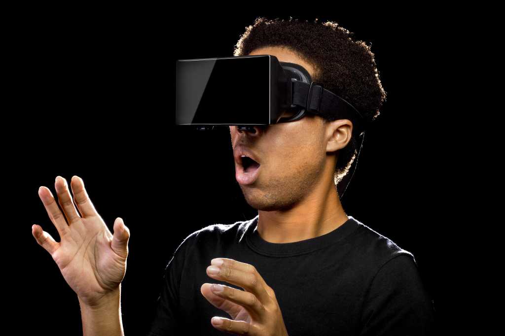 virtual reality headset on gamer