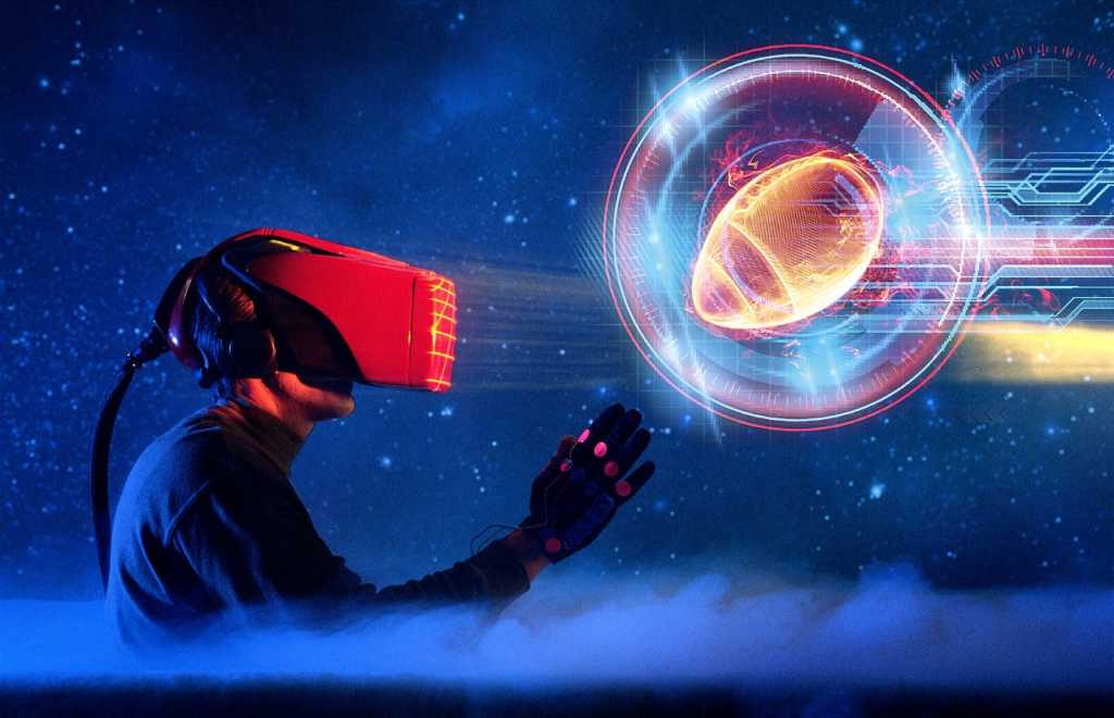 virtual reality football headset and gloves