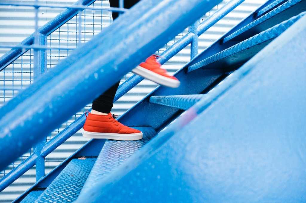 walking up stairs