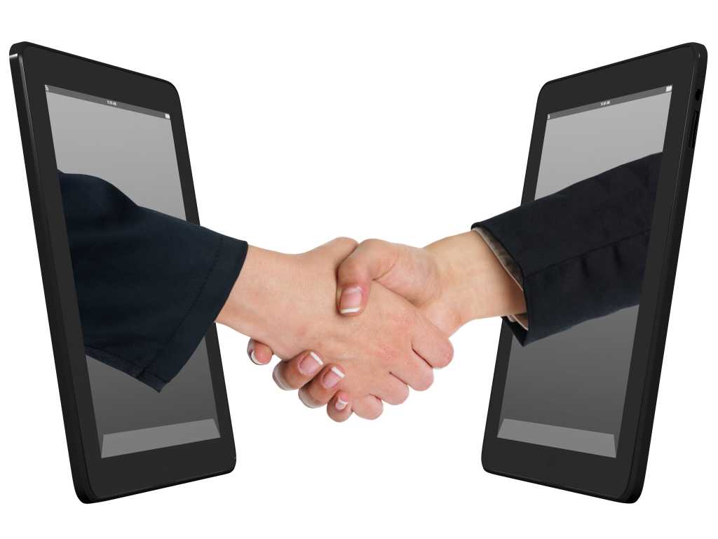 wireless internet handshake tablet computer mobile work together