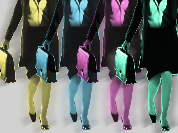 business women in motion with briefcase
