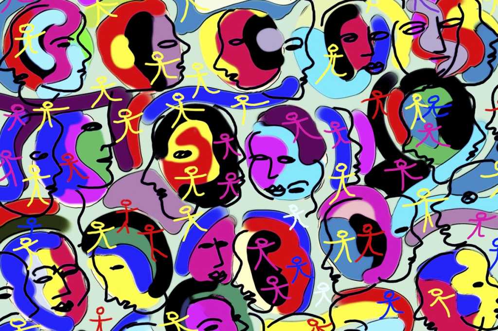 women group colorful crowd diversity