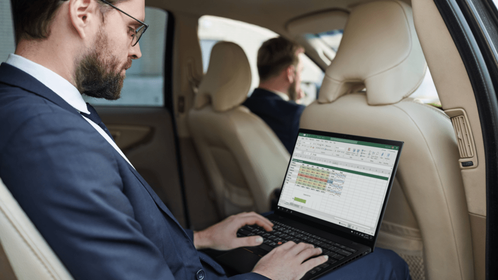 Professional male working on laptop on-the-go