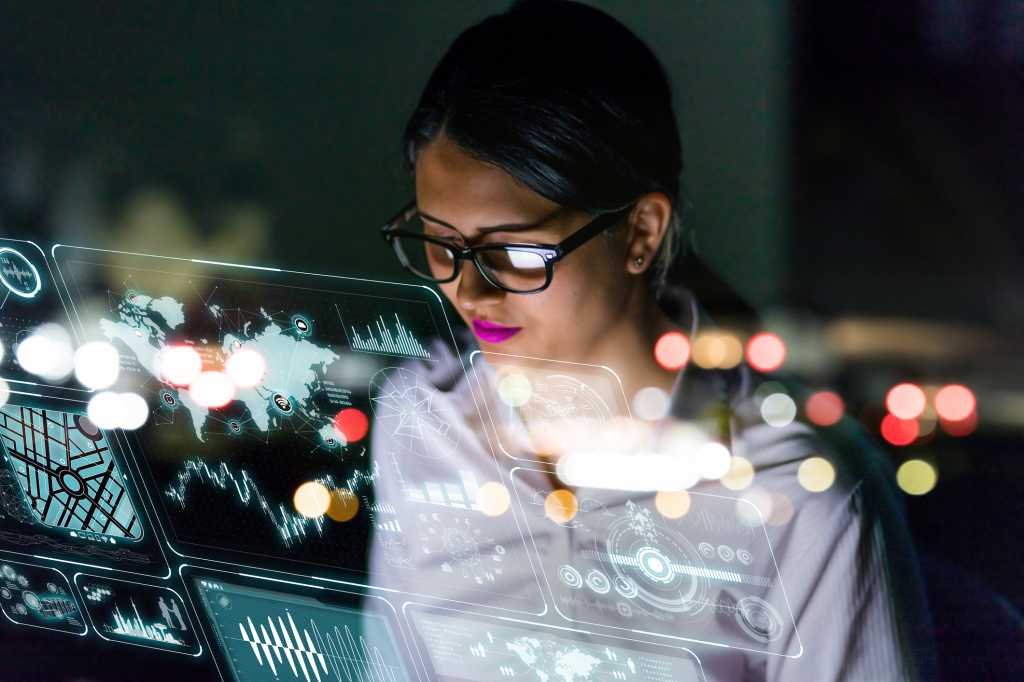 Woman using digital media