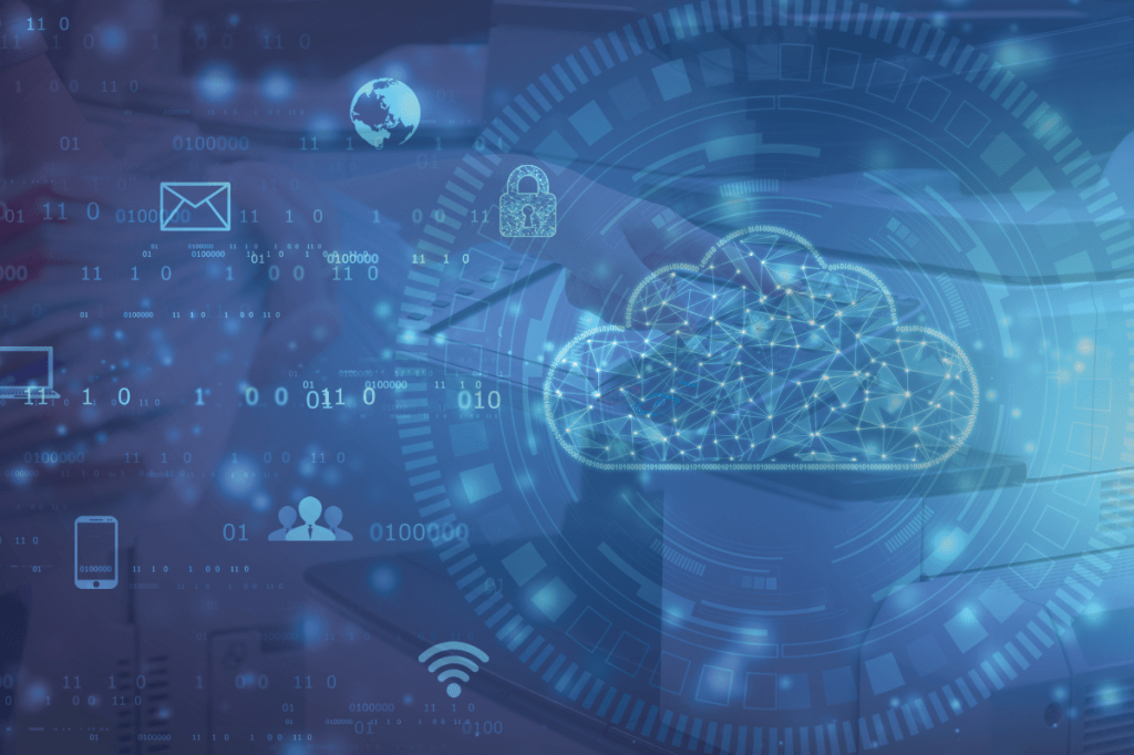 2d illustration of  Cloud computing, Cloud Computing Concept, Cloud computing technology internet concept background