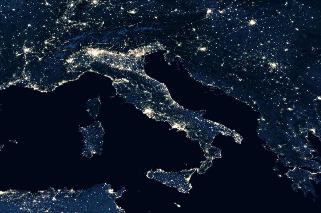 Italy from space night
