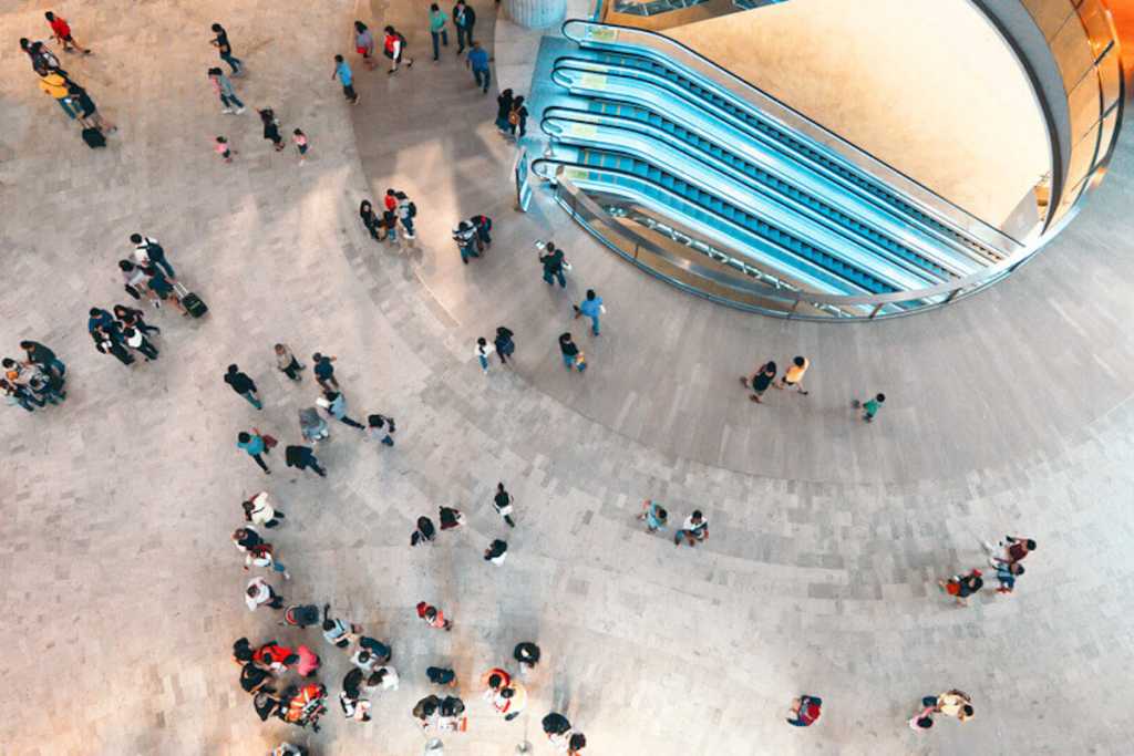 aerial view crowd