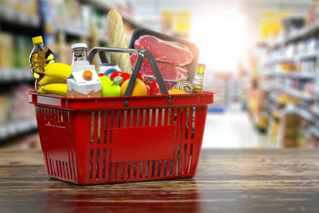 shopping basket with fresh food grocery supermarket food and eats picture id1216828053