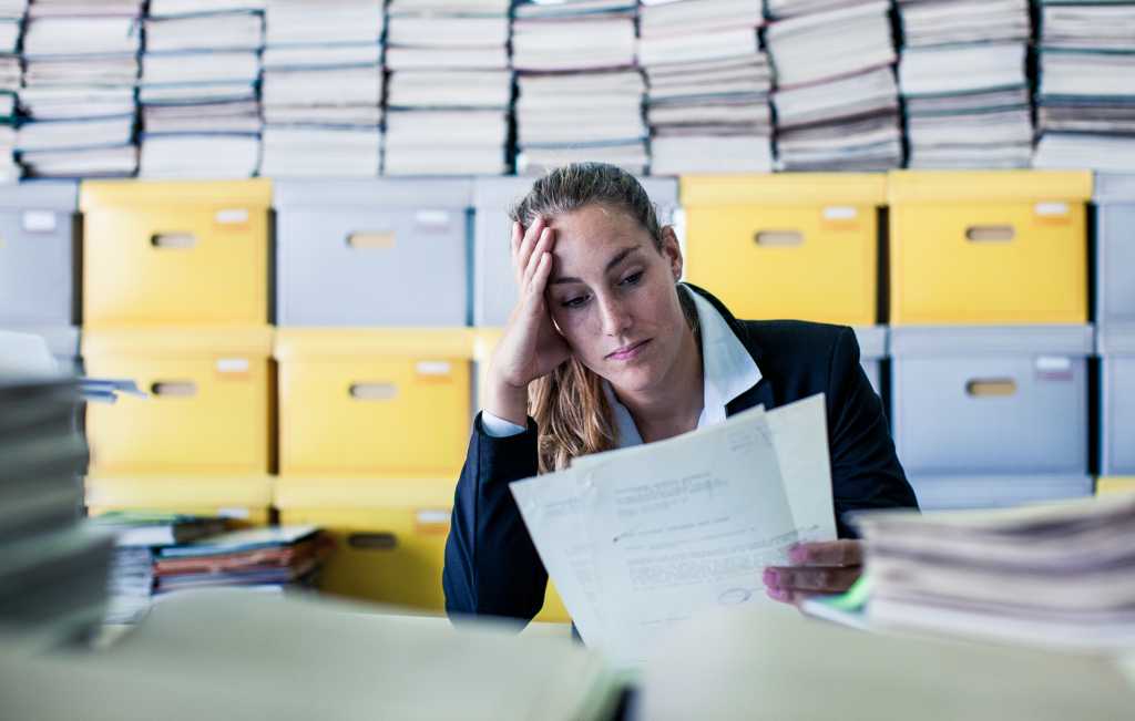 frustrated woman office