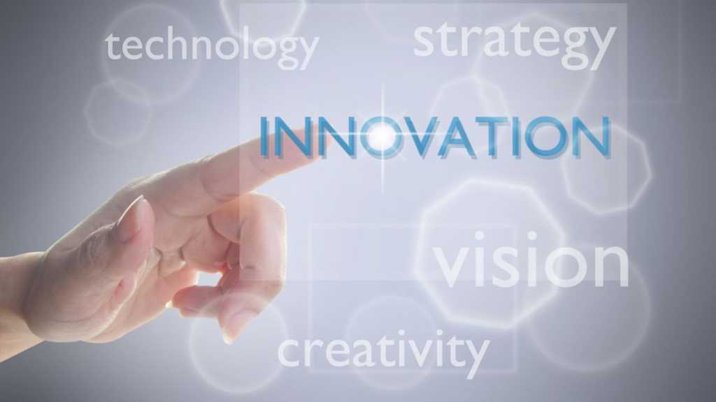 finger pointing to text innovation
