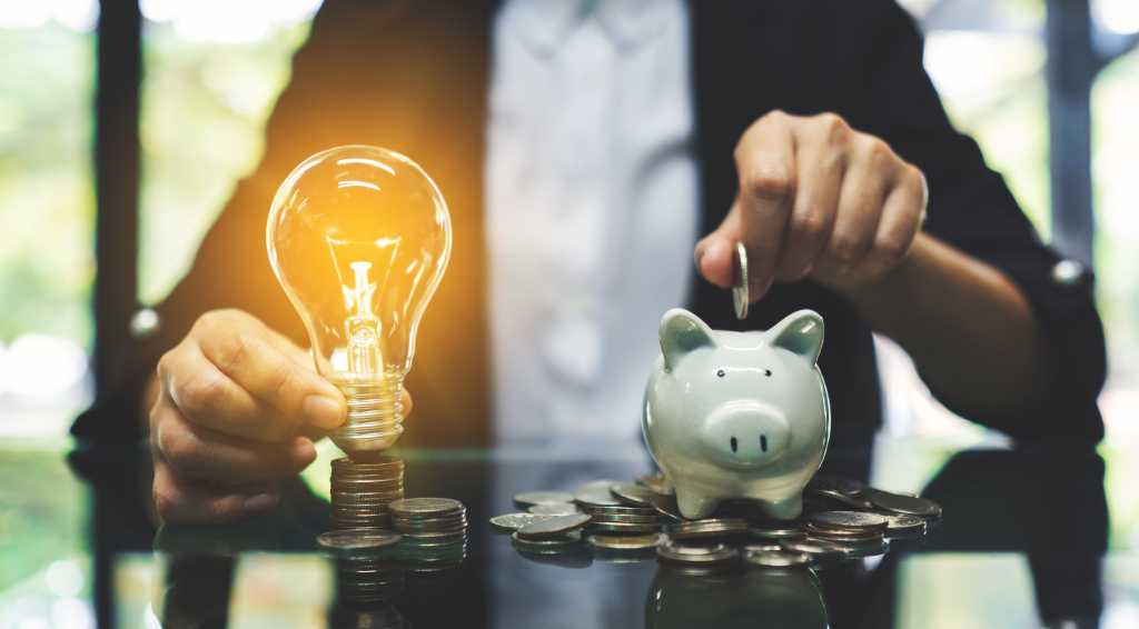 lightbulb with piggy bank