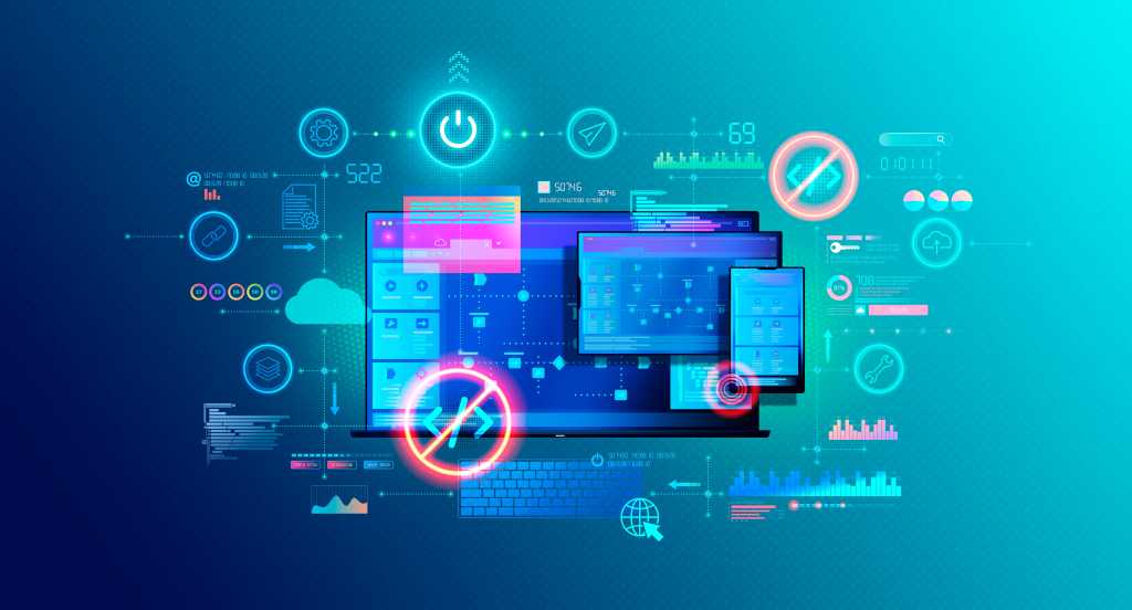 Low Code and No Code Development Platforms - LCDP and NCDP - Software Development Using Graphical Interfaces - Conceptual Illustration