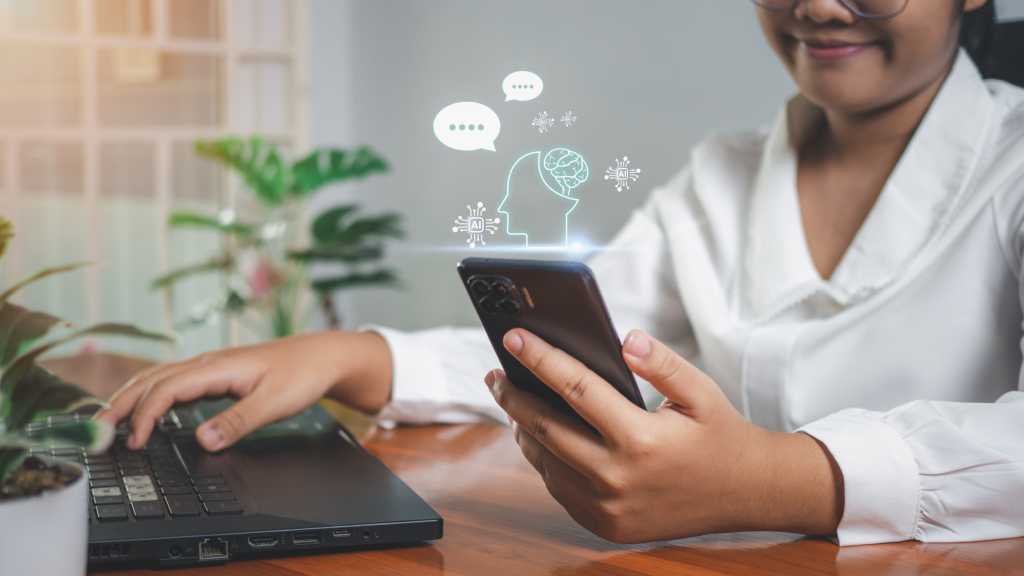 woman looking at phone