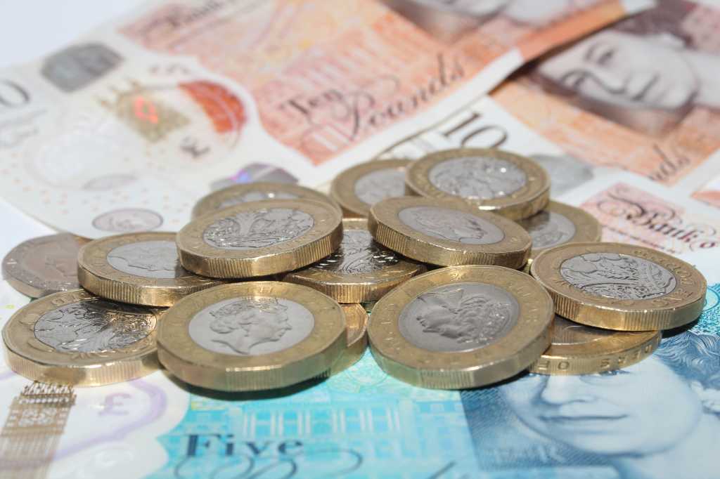 British pounds sterling coins and banknotes