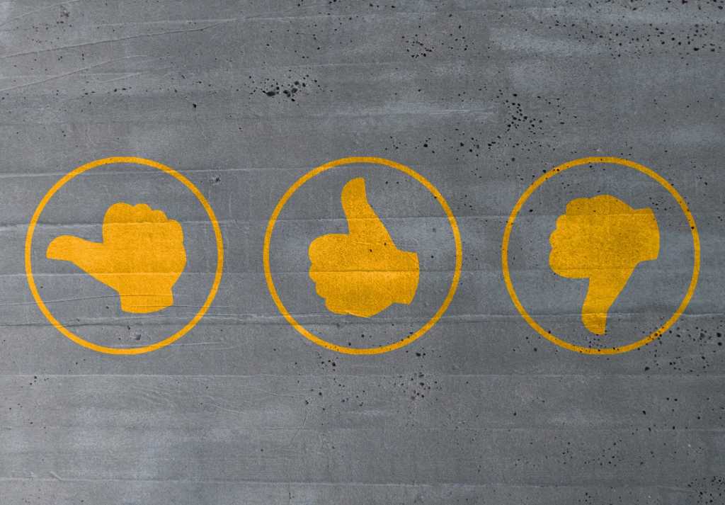 Thumbs up and down rating performance with feedback