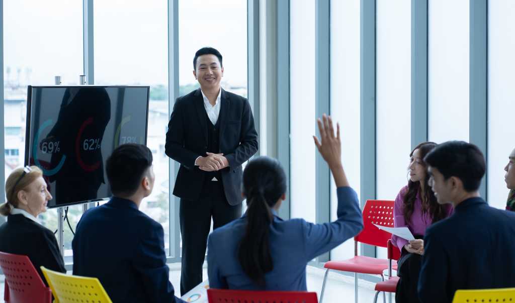 business meeting presentation office man people japan