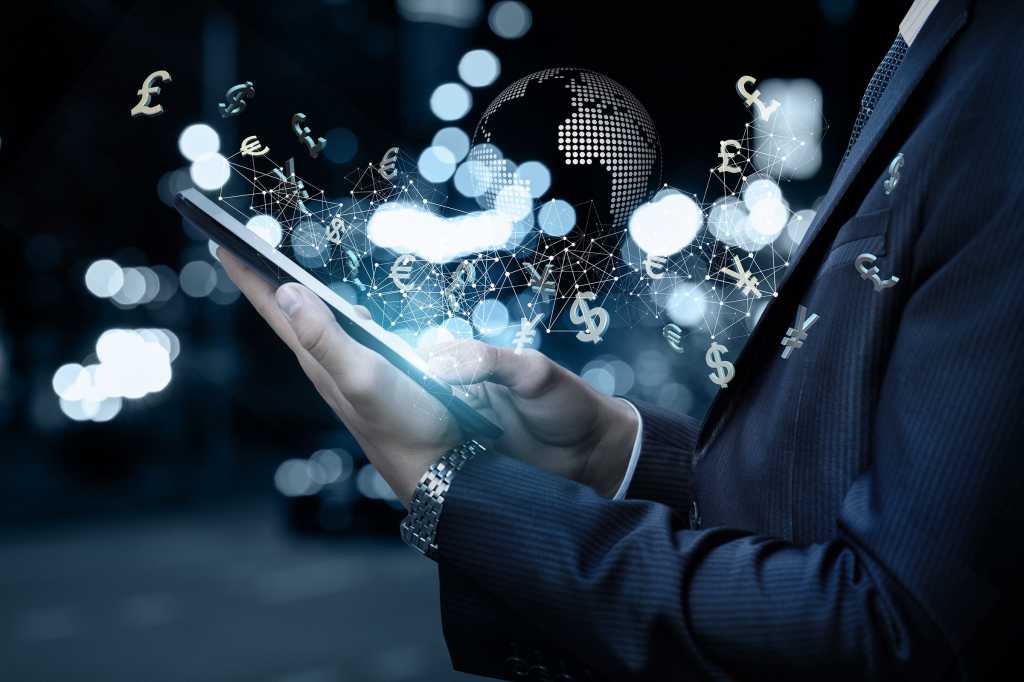 mobile banking / online banking / digital transactions / dollars / pounds / euros / yen