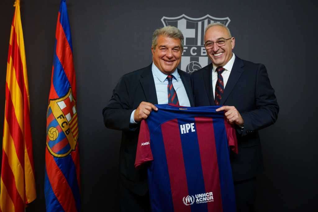 Joan Laporta, presidente del FC Barcelona, y Antonio Neri, presidente y CEO de HPE.