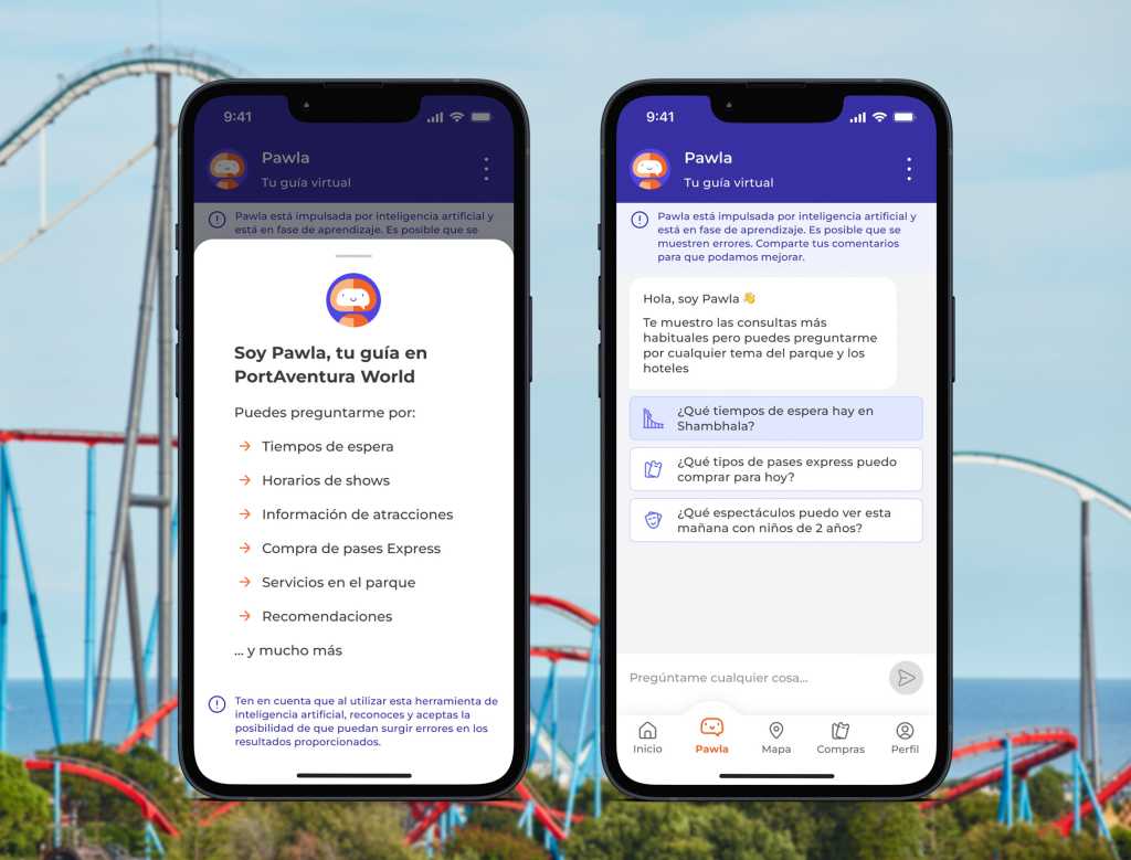 Pawla, el nuevo chatbot basado en IA de PortAventura World.