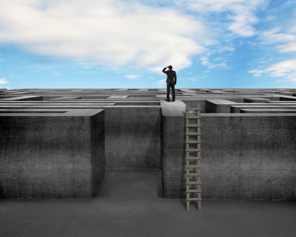 maze direction lost way out future