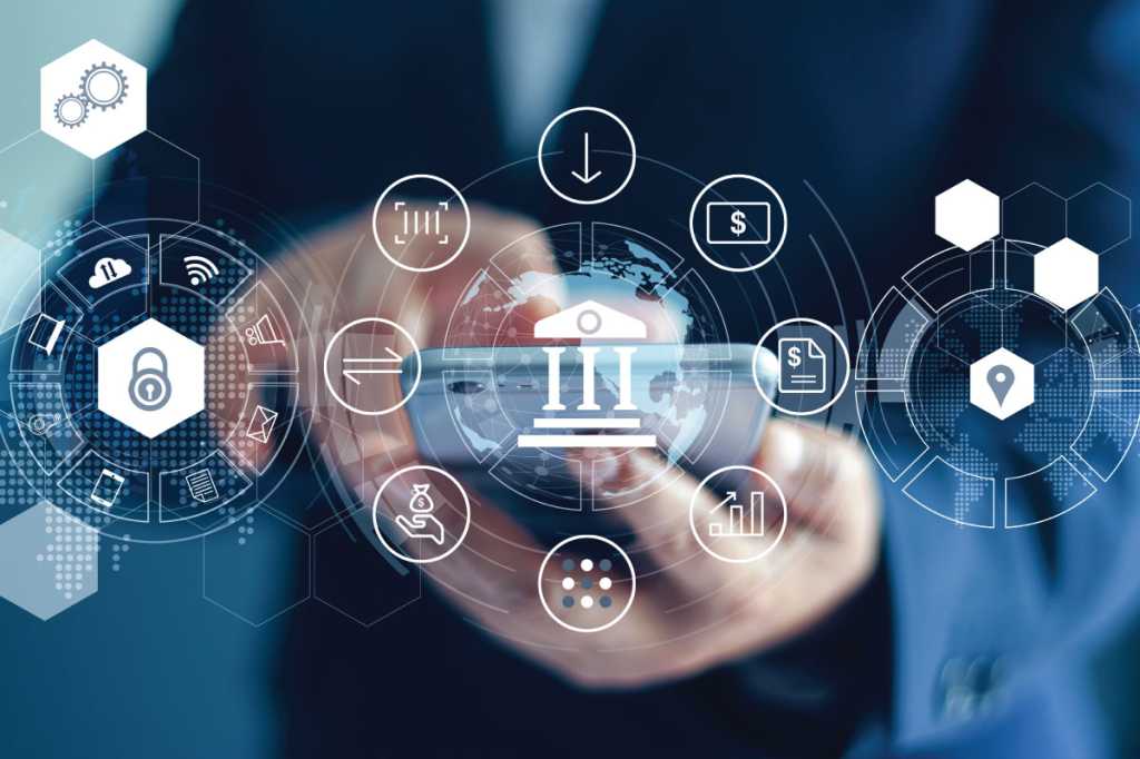 Businessman using mobile online banking and payment, Digital marketing. Finance and banking networking. Online shopping and icon customer network connection, cyber security. Business technology.