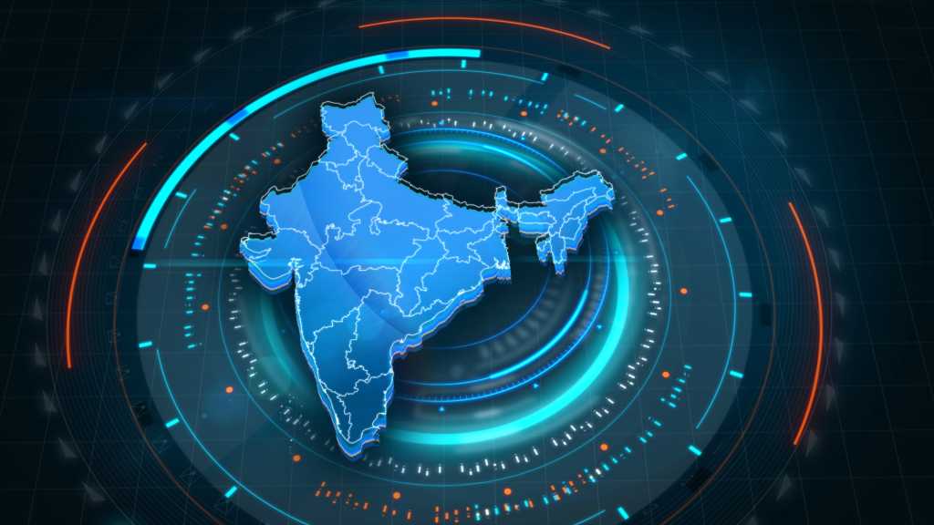 India Map Links with Futuristic HUD Virtual Interface