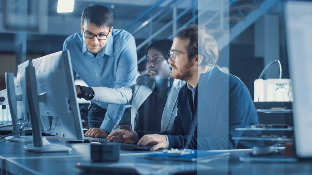 Electronics Development Engineer Working on Computer