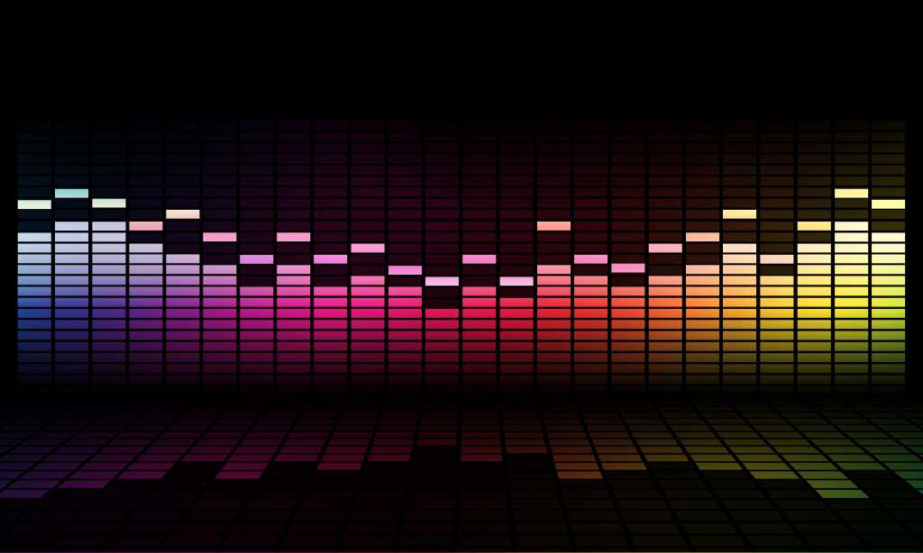 Graphics of music equalizer on black background