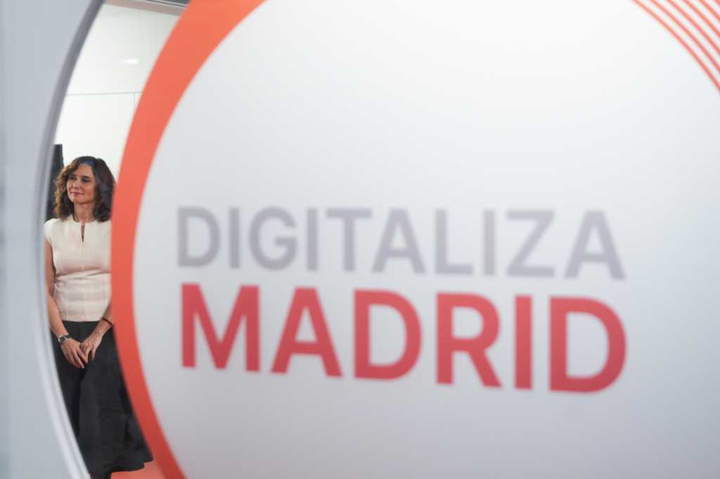Isabel Díaz Ayuso, presidenta de la CAM, durante la presentación de Digitaliza Madrid.