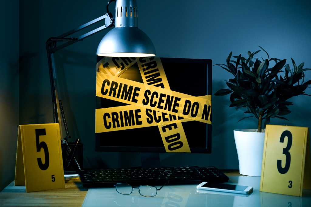 computer crime scene / hacked / infected / cybercrime / cyberattack