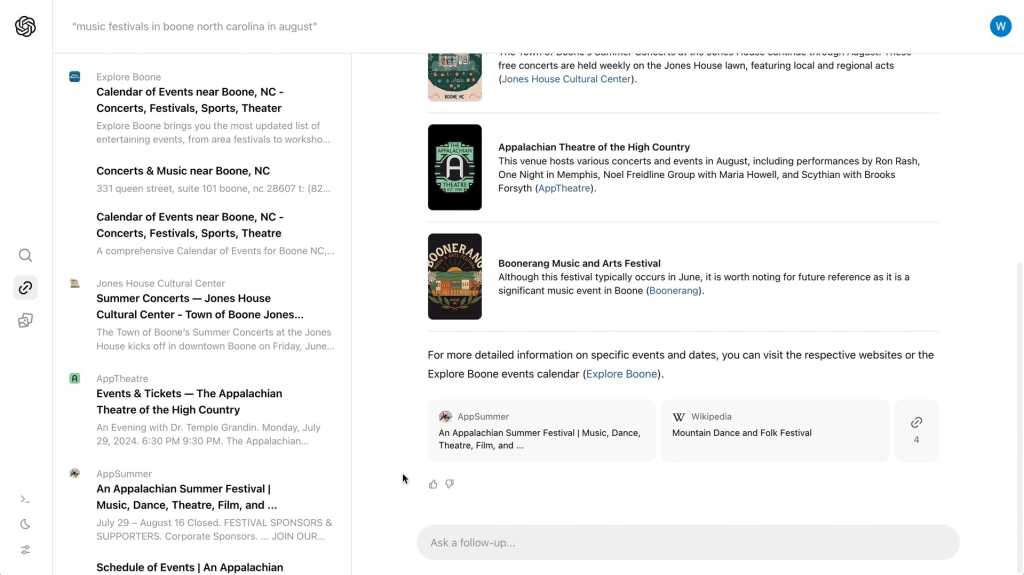 ChatGPT Search Example