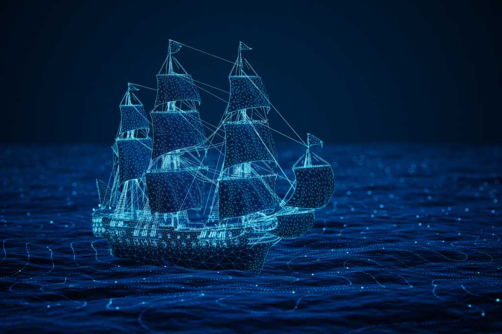 Majestic Ship Navigating Digital Ocean
