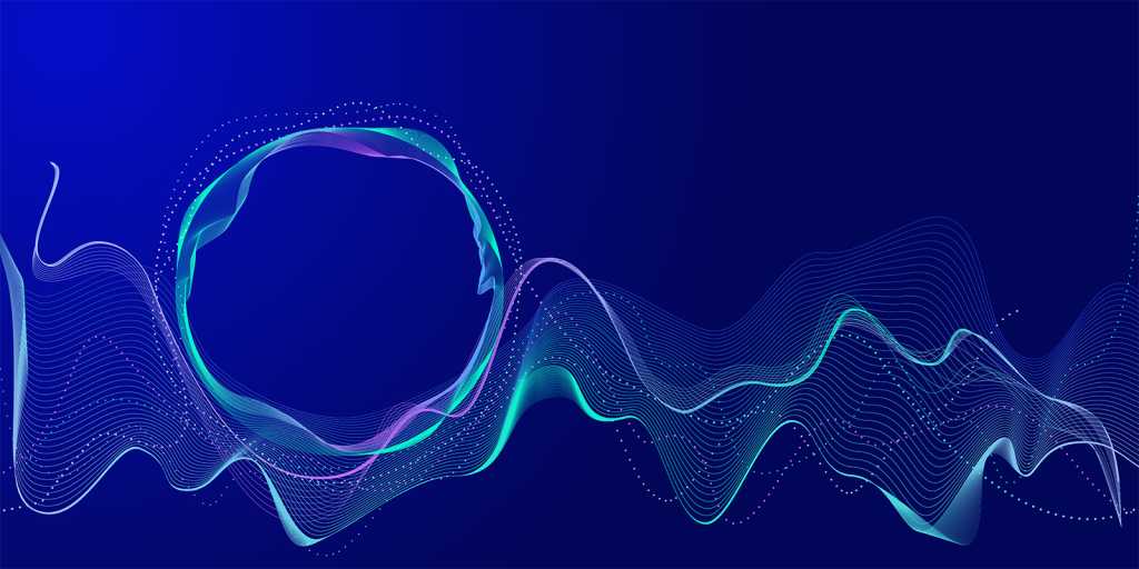 Modern purple-blue-green gradient flowing wave-like lines. Futuristic technology concept.