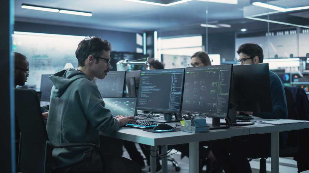 Tisch mit Softwareentwicklern