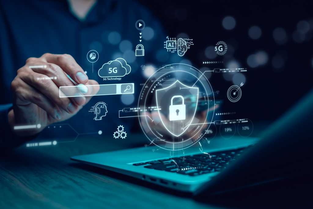 Cyber security and Security password login online concept Hands typing and entering .