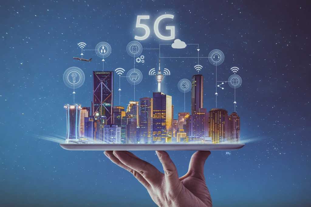 5g smart city iot wireless silver platter tablet service
