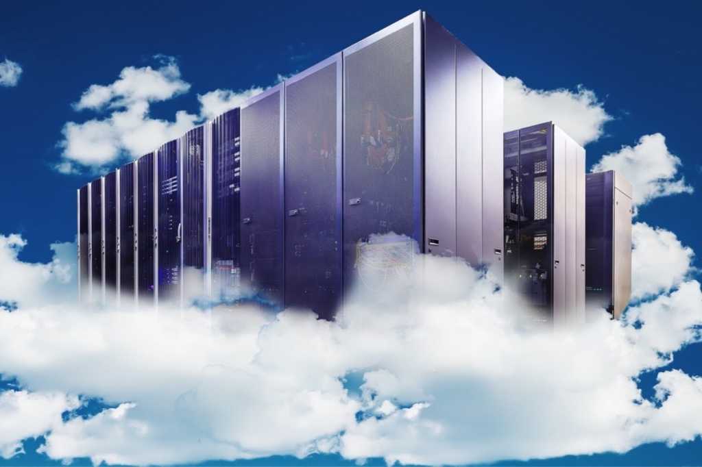 abstract computer in cloudy sky as symbol for cloudcomputing picture id625959524