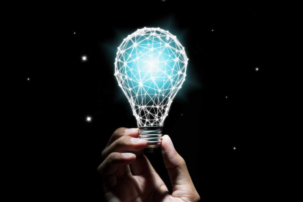 A light bulb consists of a network of sparks. [ideas / innovation / creativity / transformation]