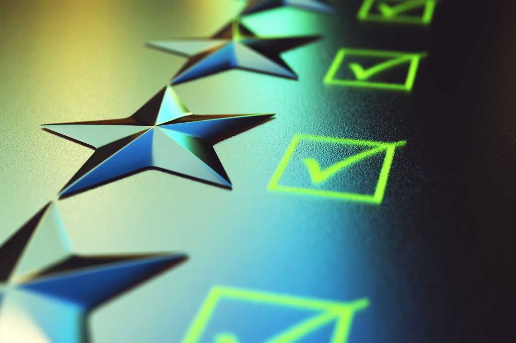 Columns of checkmarks and stars.