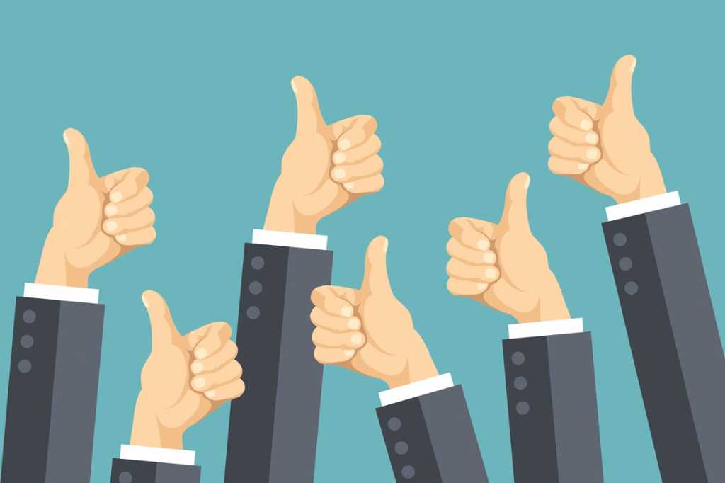 thumbs up happy executives success