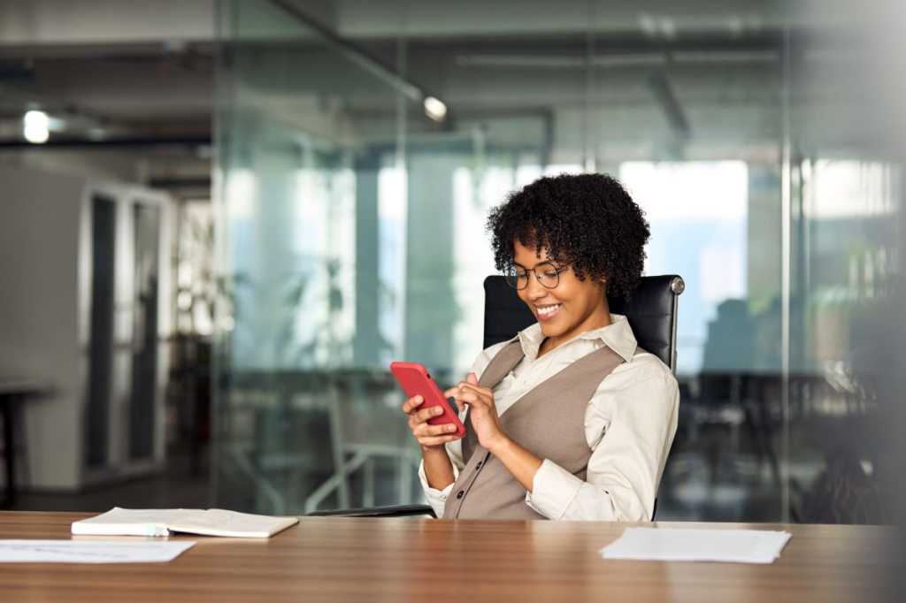 Professional woman using phone